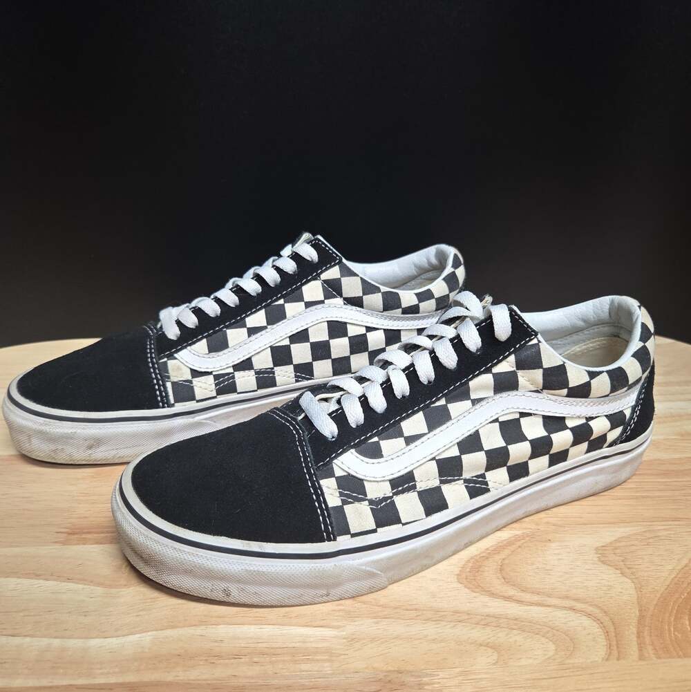 Vans Old Skool Sneakers Men 9.5 Women 11 Black White Checkerboard